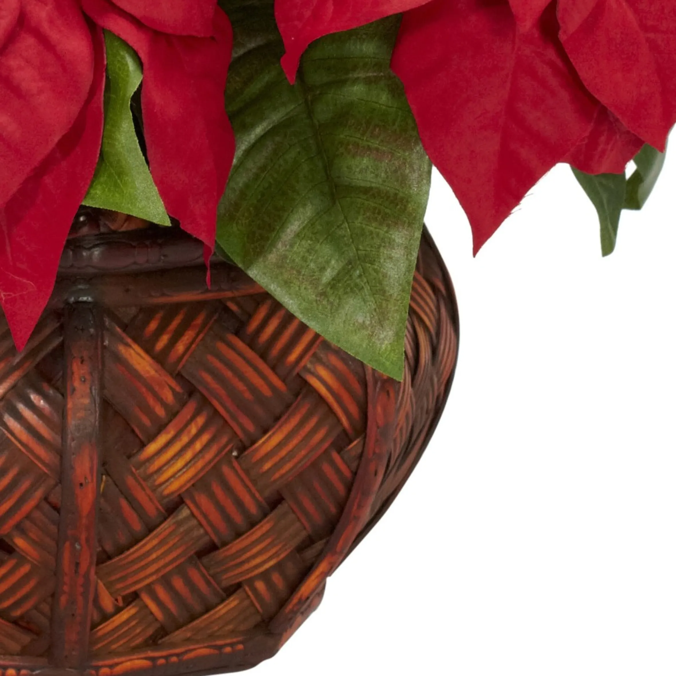 22" Red Poinsettia Silk Christmas Artificial Floral Arrangement With Decorative Planter