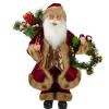 18" Red Santa Claus Holding A Wreath And Gift Bag Christmas Figurine