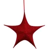25.5" Red Tinsel Foldable Christmas Star Outdoor Decoration
