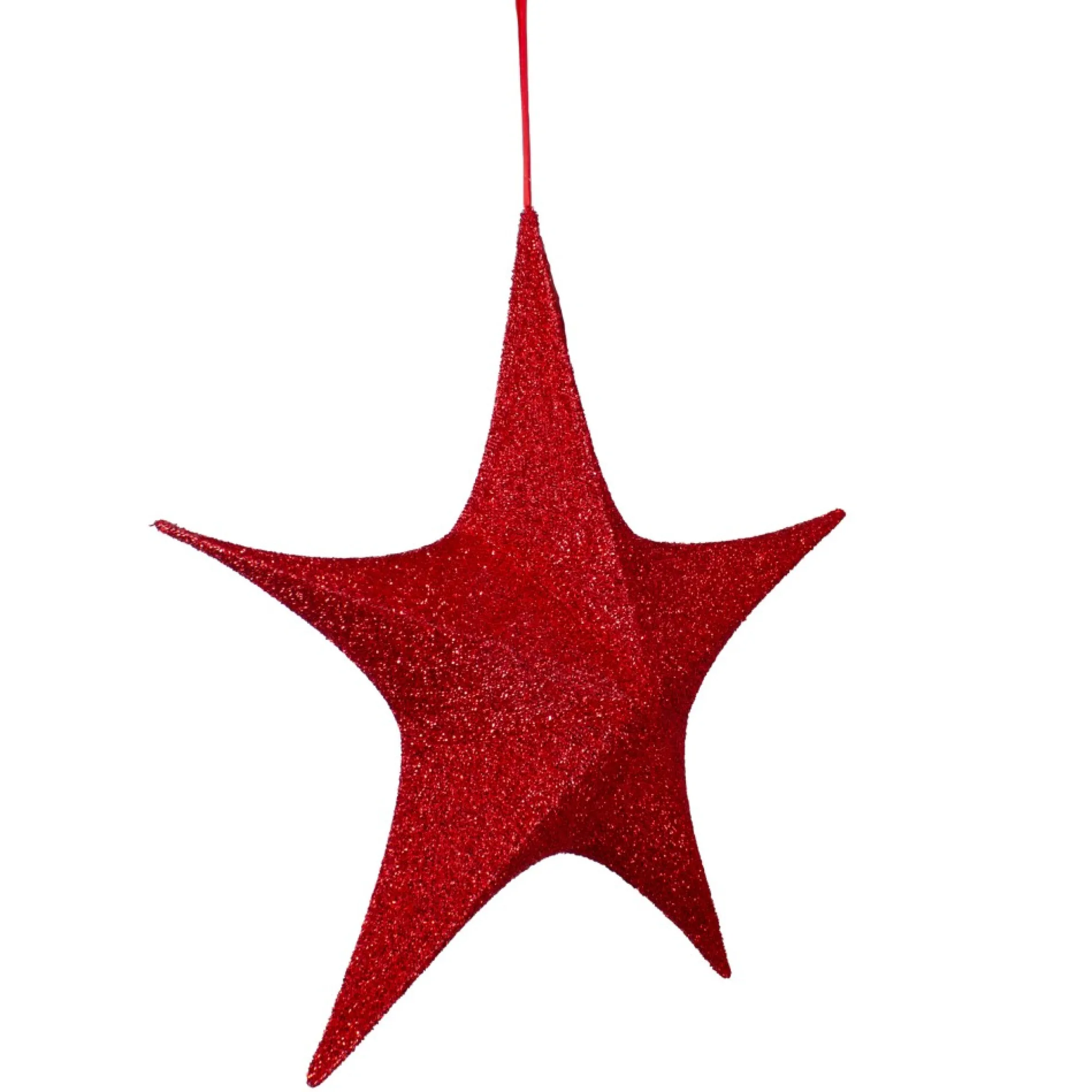 25.5" Red Tinsel Foldable Christmas Star Outdoor Decoration