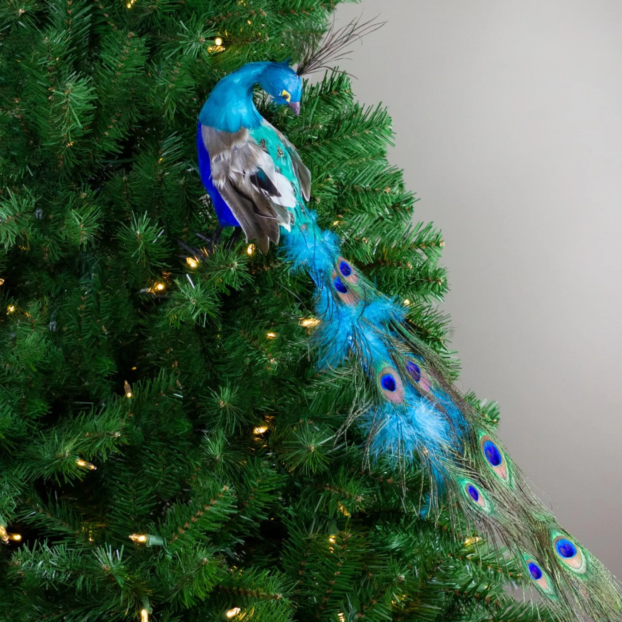 23.5" Regal Peacock With Closed Tail Feathers Christmas Decoration