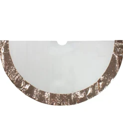 48" Rose Gold And White Reversible Sequin Trim Christmas Tree Skirt