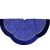 48" Royal Blue And Silver Swirl Christmas Tree Skirt With Scalloped Trim