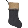 20" Rustic Burlap And Chambray Christmas Stocking
