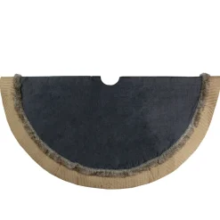 48" Rustic Burlap And Chambray Christmas Tree Skirt