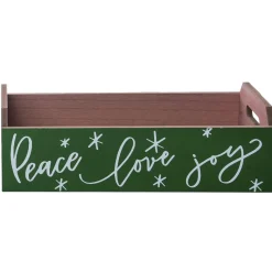 15.75" Rustic "Peace Love Jot" Christmas Storage Container