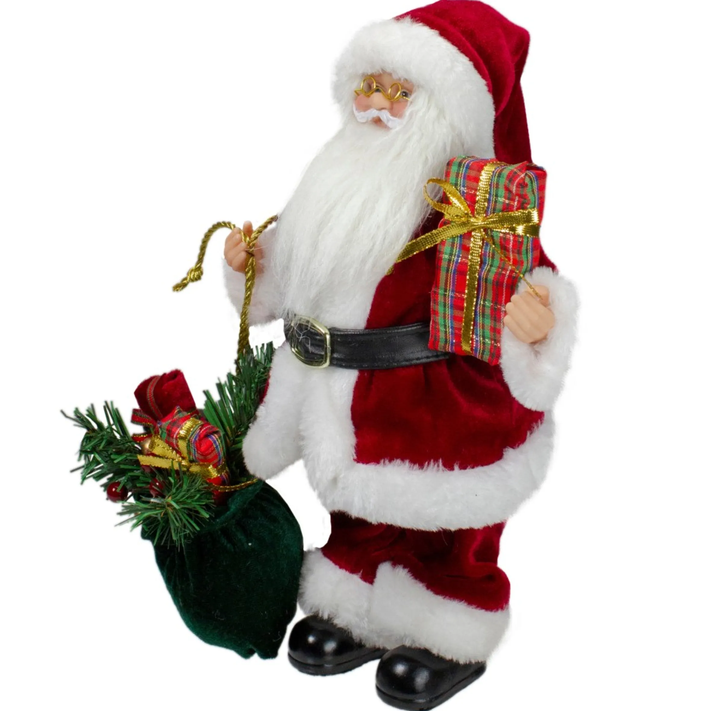 12" Santa Claus Holding Gift Bag And Presents Christmas Figure