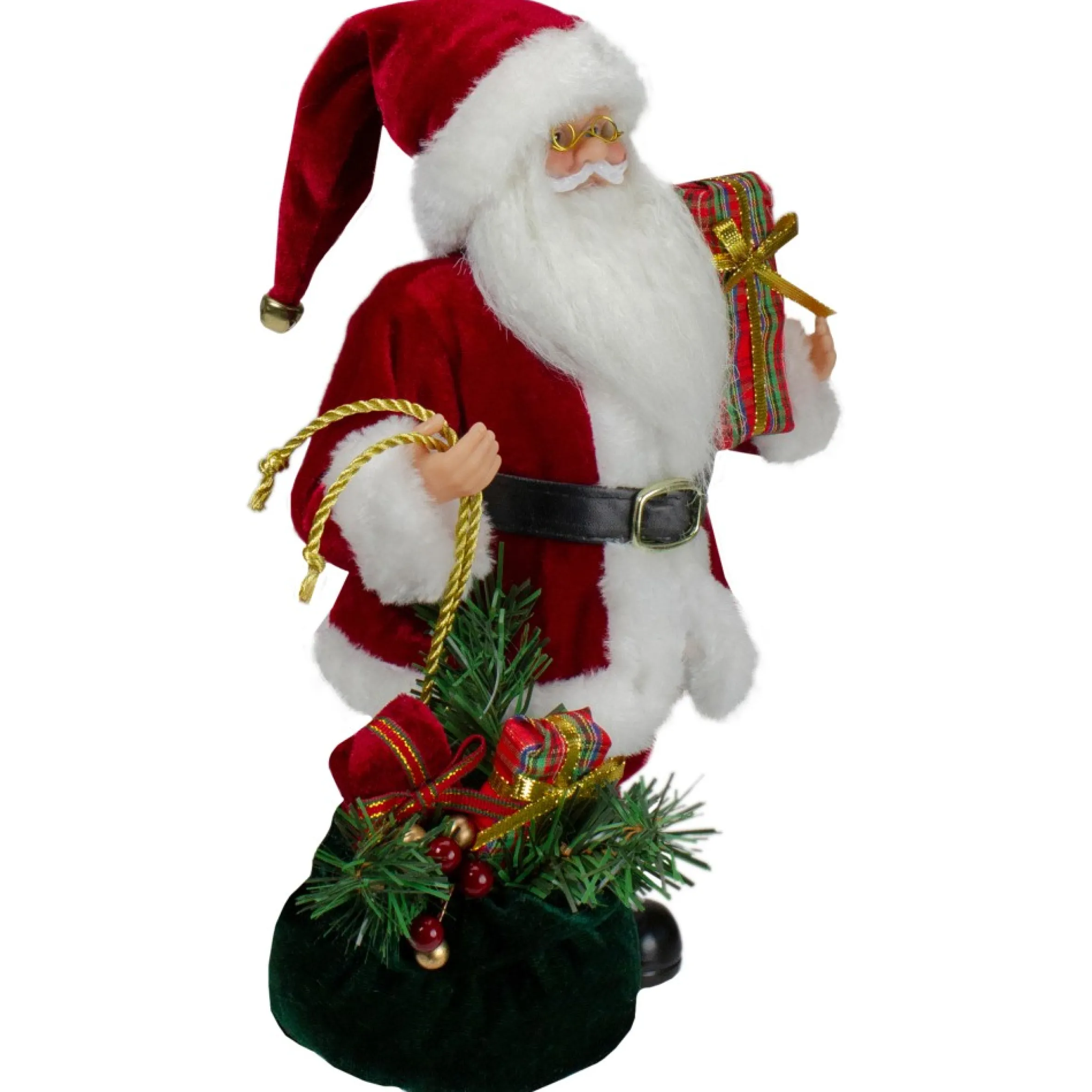 12" Santa Claus Holding Gift Bag And Presents Christmas Figure