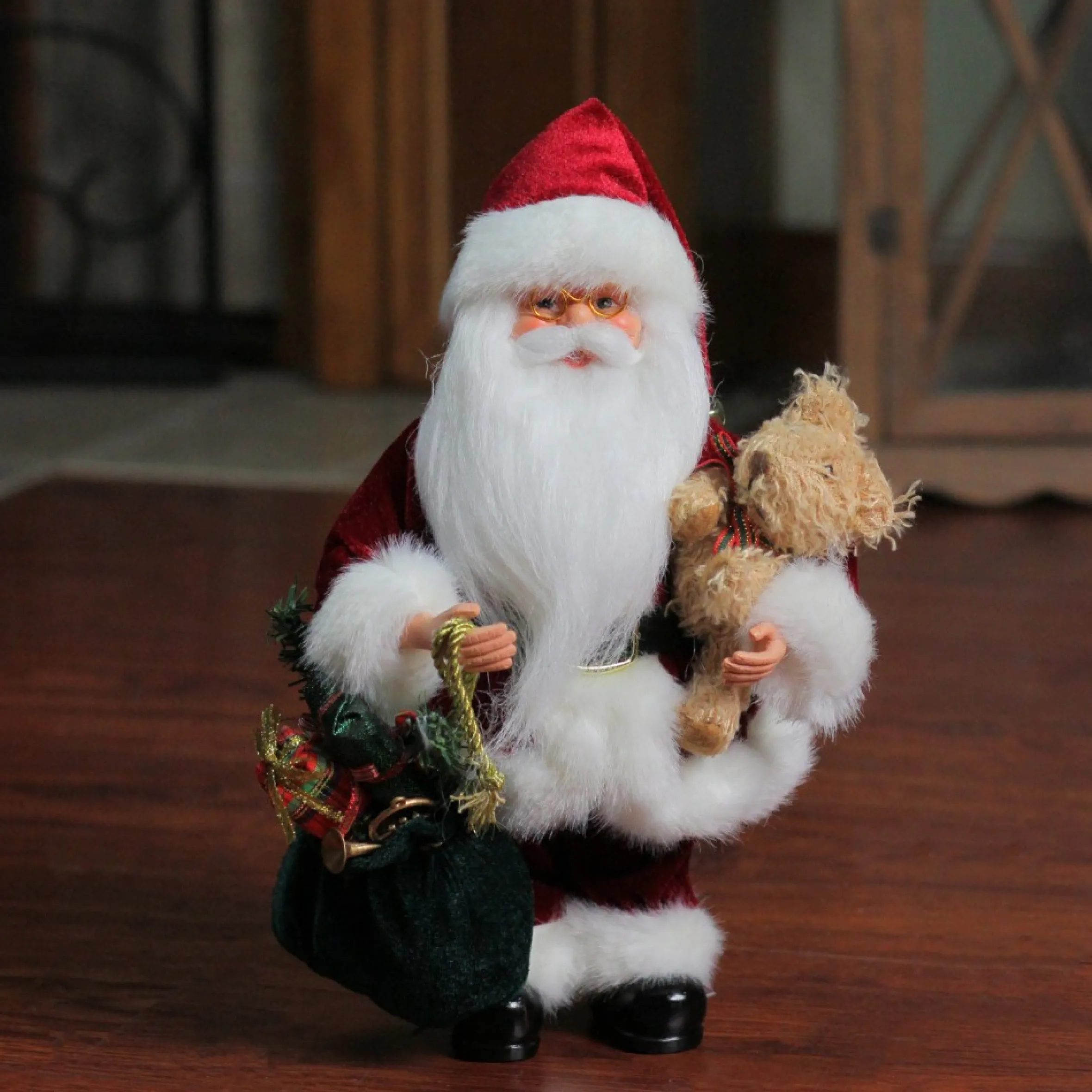 12" Santa Claus Holding Gift Bag And Presents Christmas Figure
