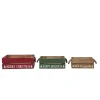 Set Of 3 Beaded Handle Wooden Christmas Crates 14.75"