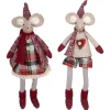 Set Of 2 Boy And Girl Sitting Plush Christmas Mice Figures 16"