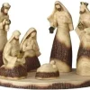 Set Of 7 Brown And Beige Wood Look Religious Christmas Nativity Set With Base 19"