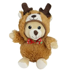 Set Of 3 Brown And Black Teddy Bear Stuffed Animal Figures In Christmas Costumes 8