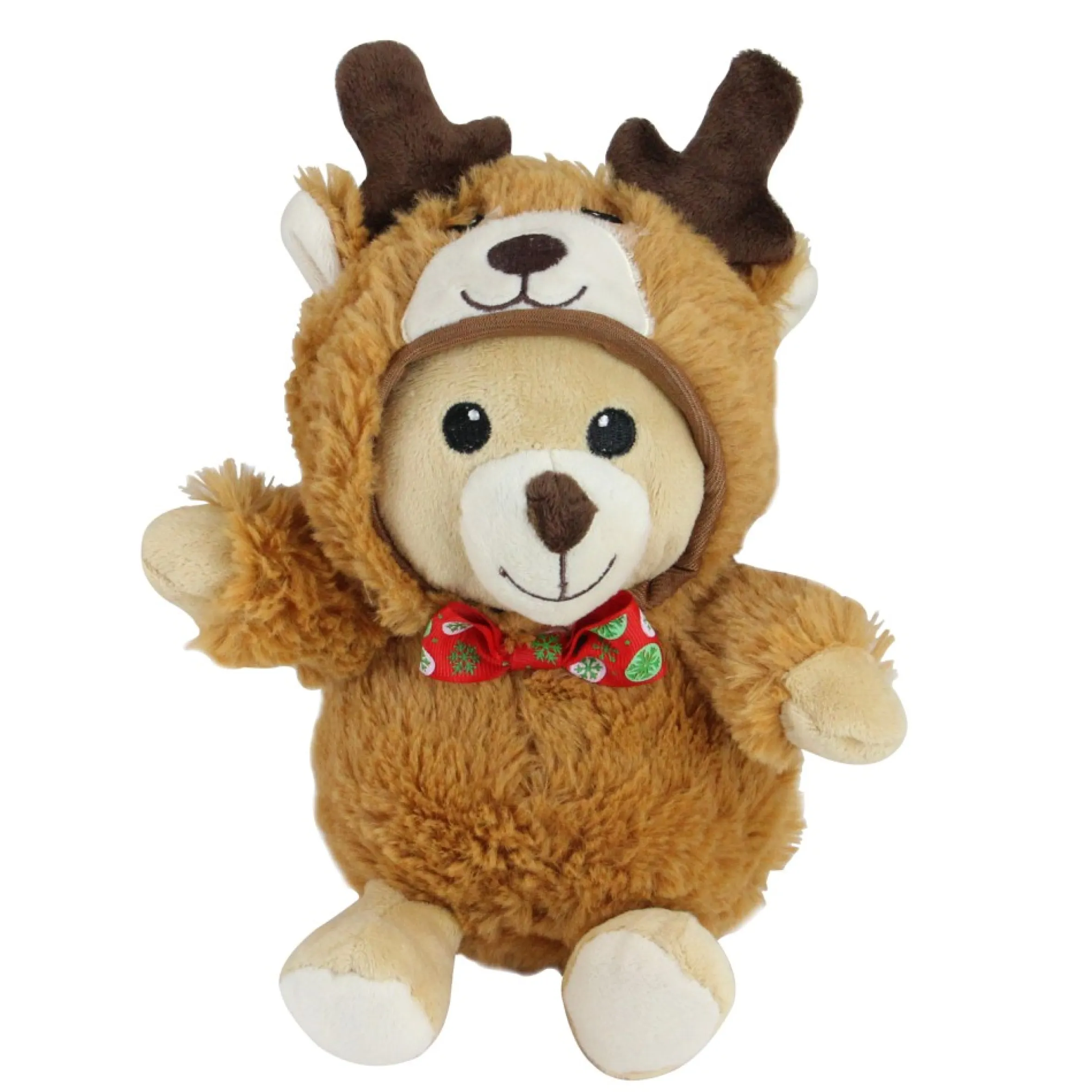 Set Of 3 Brown And Black Teddy Bear Stuffed Animal Figures In Christmas Costumes 8"