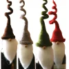 Set Of 4 Brown, Green, And Red Felt Santa Wine Bottle Stoppers