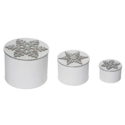 Set Of 3 Christmas Snowflake Storage Containers 8"