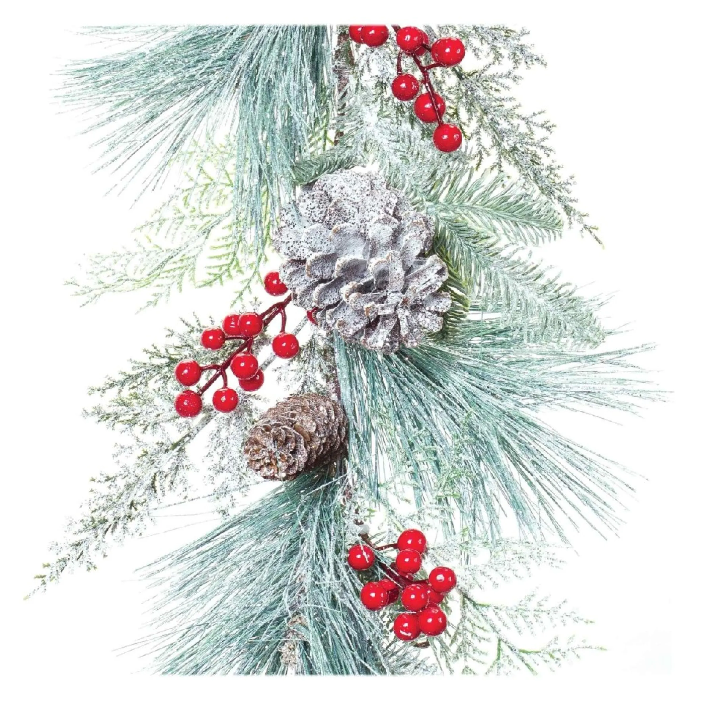 Set Of 2 Frosted Berries And Pine Artificial Christmas Garlands 6' X 13"