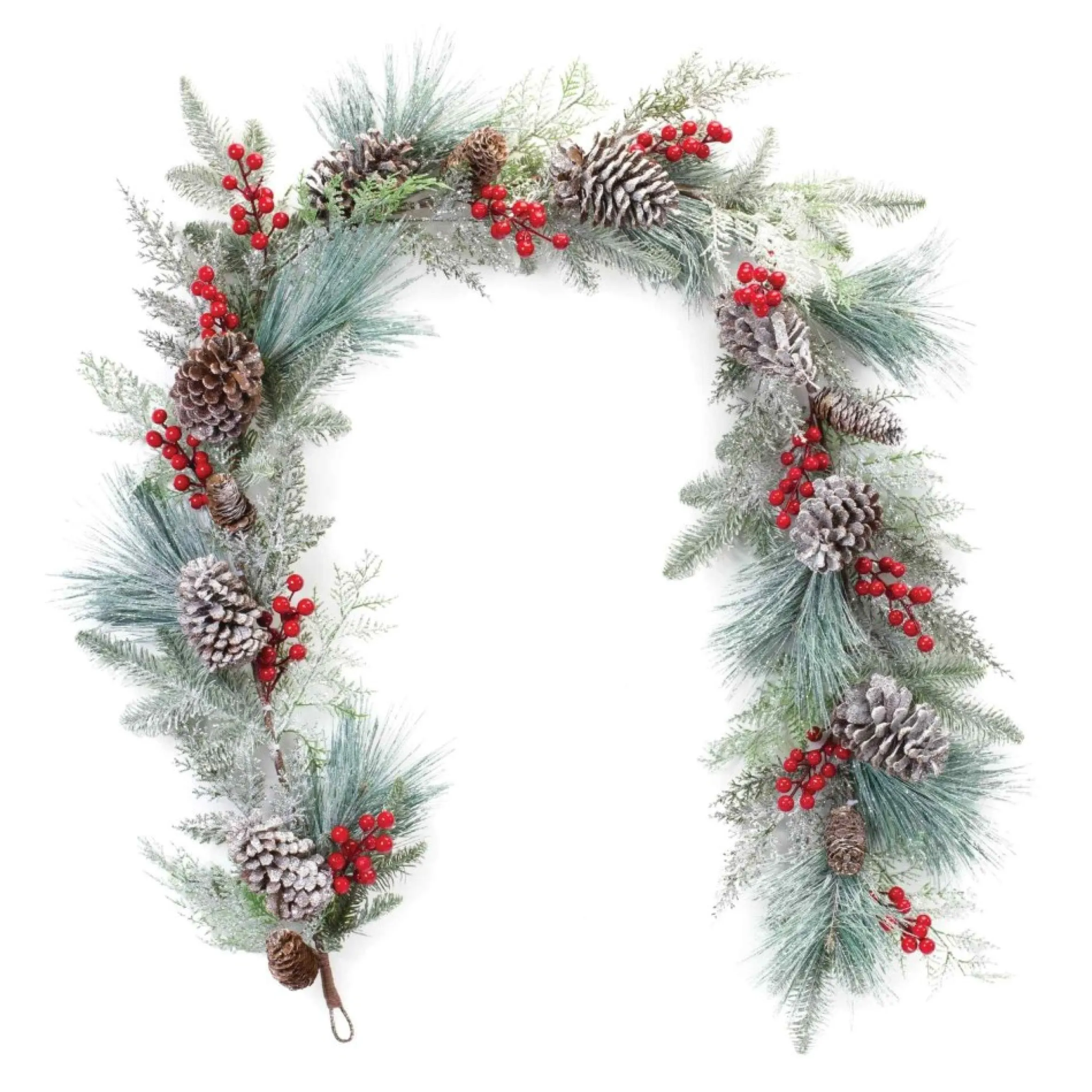 Set Of 2 Frosted Berries And Pine Artificial Christmas Garlands 6' X 13"
