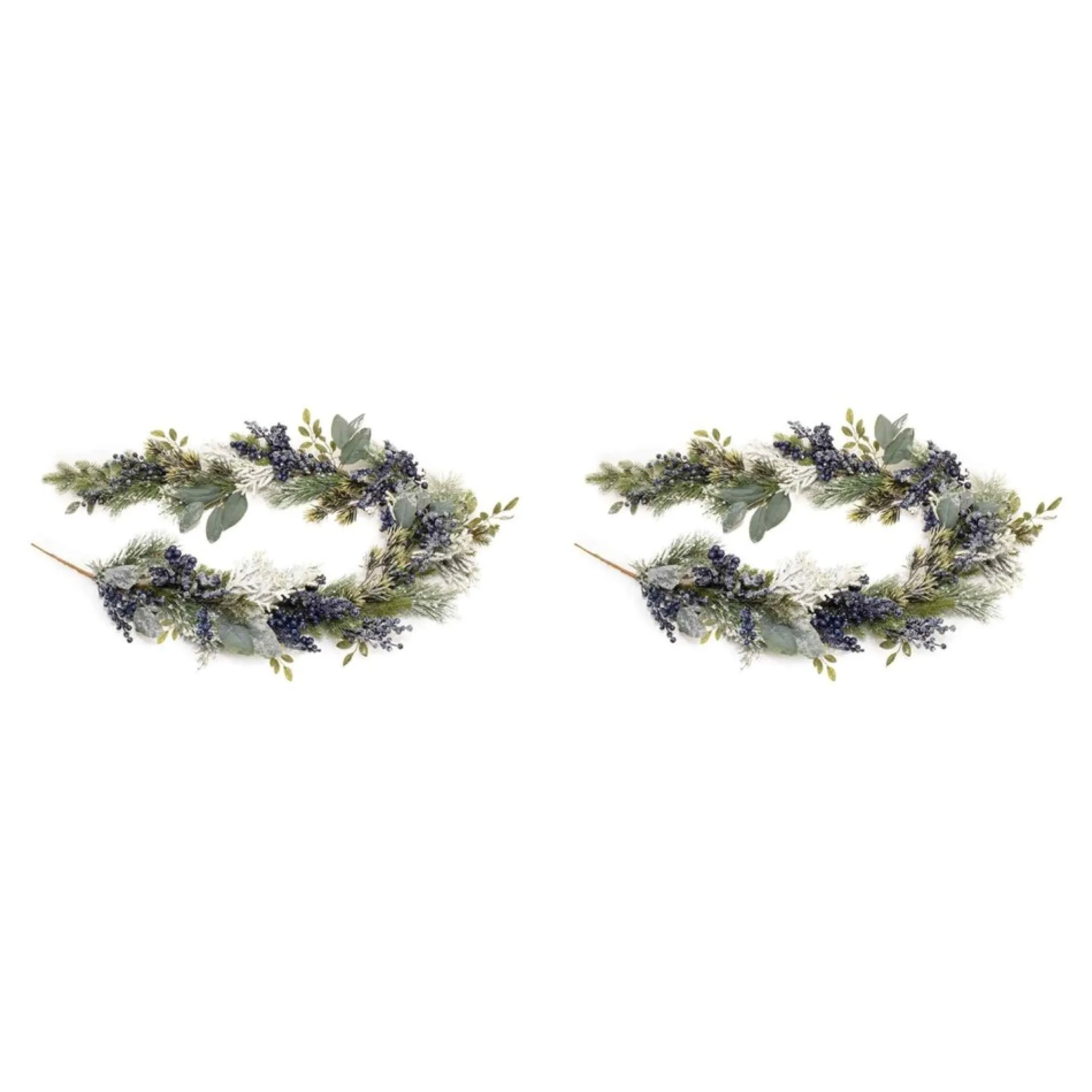 Set Of 2 Frosted Blueberry Pine Artificial Christmas Garlands 5.75' X 9"