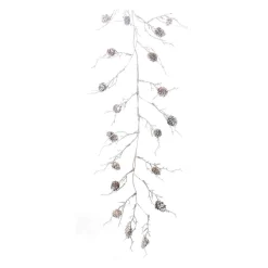 Set Of 2 Frosted Pinecone Twig Artificial Christmas Garlands 5.5' X 12"