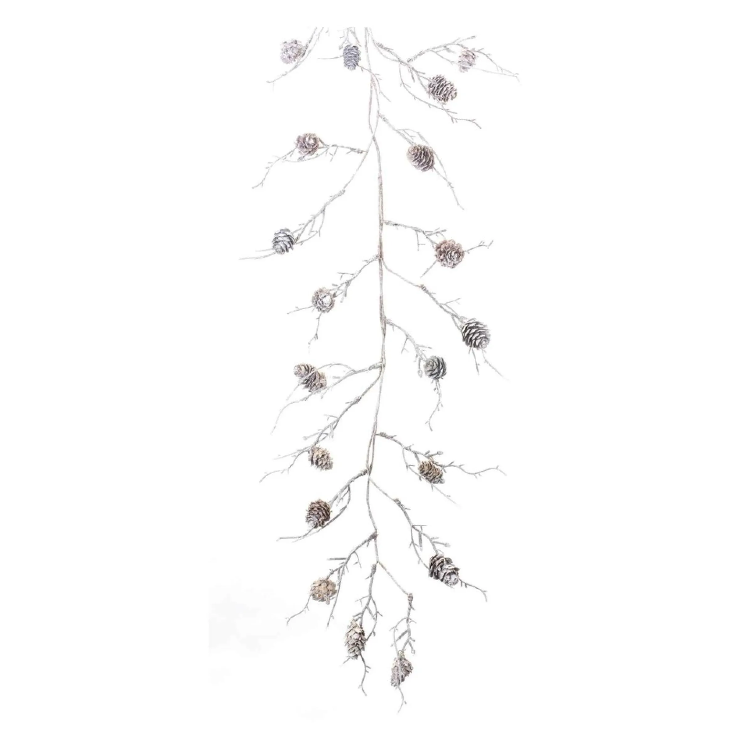 Set Of 2 Frosted Pinecone Twig Artificial Christmas Garlands 5.5' X 12"