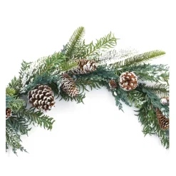 Set Of 2 Frosted Pinecone With Berry Christmas Garlands 5.5' X 7"