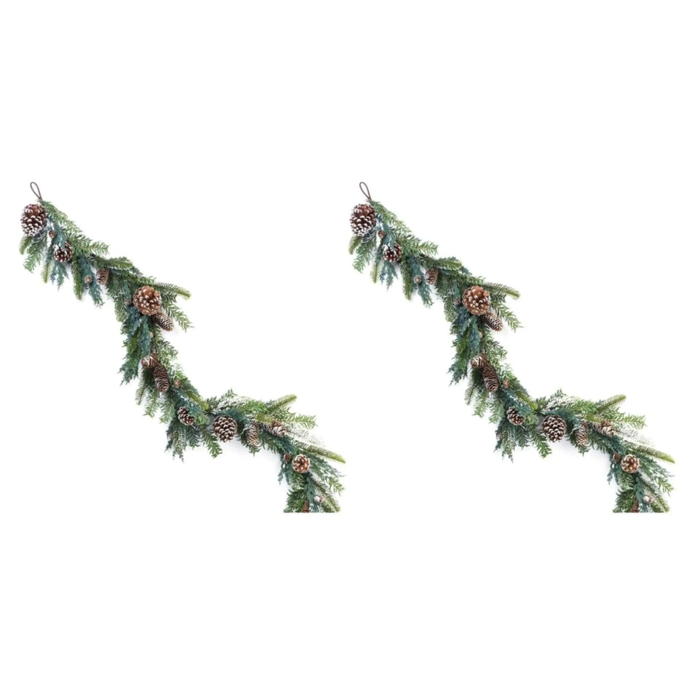 Set Of 2 Frosted Pinecone With Berry Christmas Garlands 5.5' X 7"