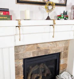 Set Of 2 Gold Mantle Hangers For Garland And Stockings - 6.5"