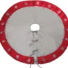 Set Of 2 Gray And Red Snowflake Christmas Tree Skirts With Ties 54"