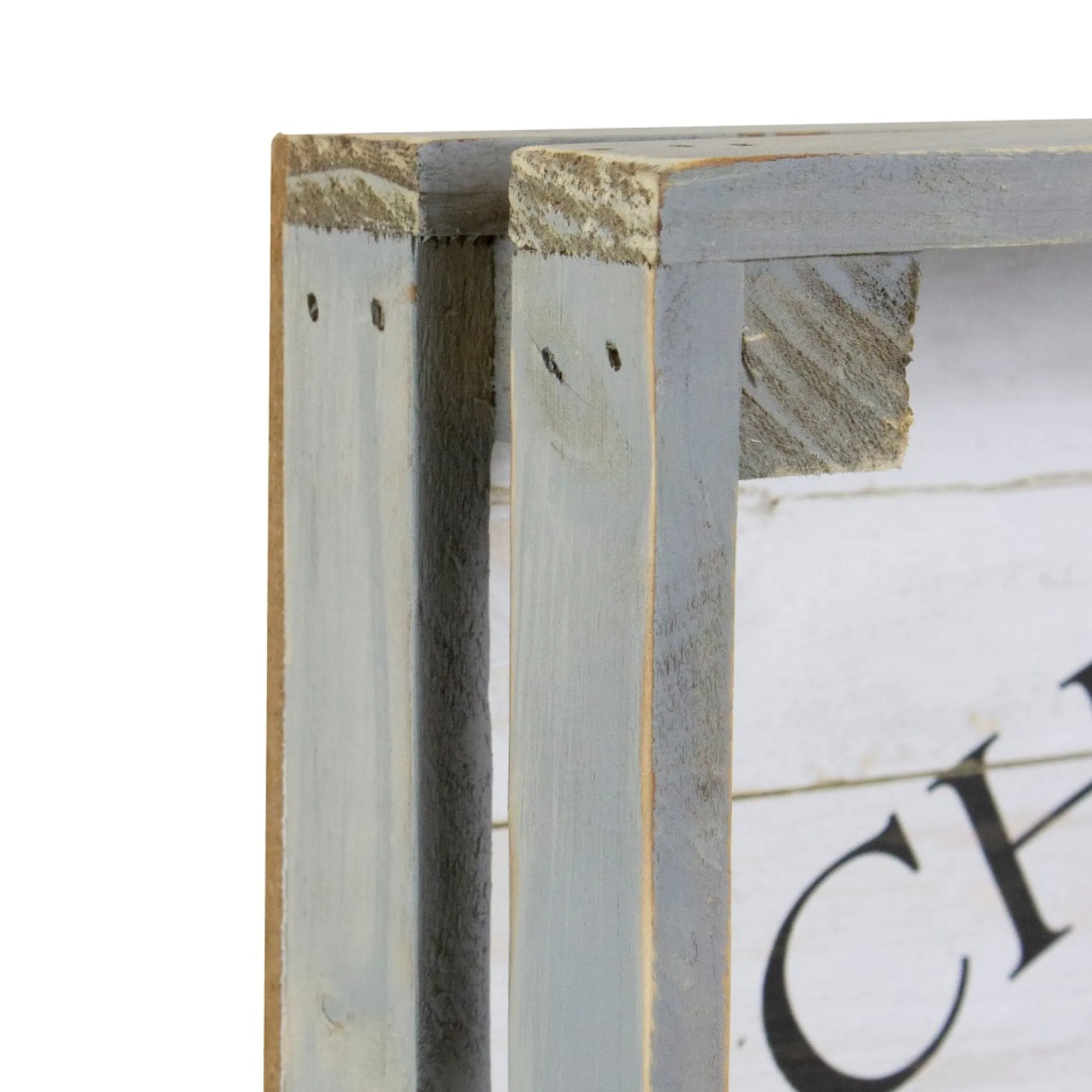 Set Of 2 Gray And White Farm Fresh Christmas Trees Wooden Tray Hanging Signs 21"