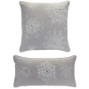 Set Of 2 Gray And White Snowflake Christmas Throw Pillows 19"
