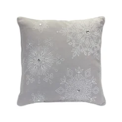 Set Of 2 Gray And White Snowflake Christmas Throw Pillows 19