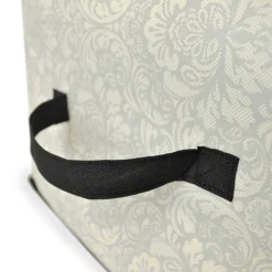 Set Of 2 Gray Damask Patterned Soft Storage Bins With Zipper Closure 40