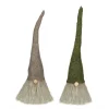 Set Of 2 Green And Brown Hanging Christmas Gnome Figures 10.5"