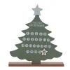 Set Of 2 Green And White Wooden Christmas Tree Countdown Tabletop Decor 10.5"