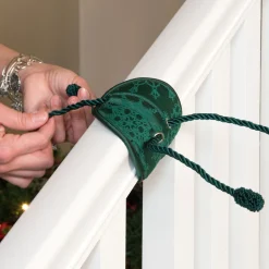 Set Of 3 Green Christmas Banister Protecting Garland Ties