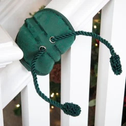 Set Of 3 Green Christmas Banister Protecting Garland Ties