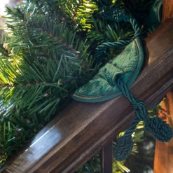 Set Of 3 Green Christmas Banister Protecting Garland Ties