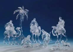 Set Of 9 Icy Clear Religious Christmas Nativity Set Figurines 15.25"
