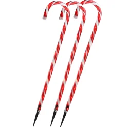 Set Of 3 Lighted Red And White Candy Cane Outdoor Christmas Pathway Markers 28"