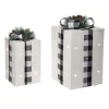 Set Of 2 Lighted White Christmas Gift Tabletop Decorations 12.5"