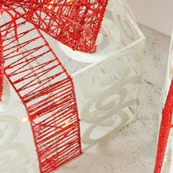 Set Of 3 Lighted White Swirl Glitter Gift Boxes Christmas Outdoor Decorations 10