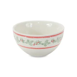 Set Of 3 Mistletoe And Pine Ceramic Round Bowls 9