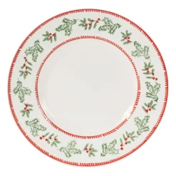 Set Of 4 Mistletoe Christmas Serving Plates 8.75"