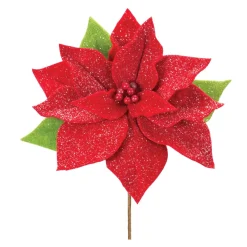 Set Of 2 Poinsettia Artificial Christmas Stems 19.75"