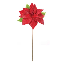 Set Of 2 Poinsettia Artificial Christmas Stems 19.75