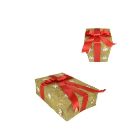 Set Of 3 Pre-Lit Gold And Red Snowflake Gift Box Outdoor Christmas Yard Art Decor 13