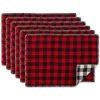 Set Of 6 Red And Black Buffalo Plaid Christmas Placemats, 19"