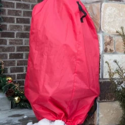 Set Of 2 Red And Black Christmas Topiary Storage Bags With Drawstring 36