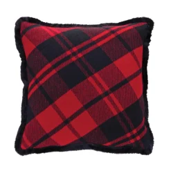 Set Of 2 Red And Black Plaid Christmas Throw Pillows 20